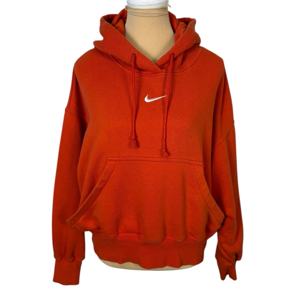 Nike Vibrant Orange Hoodie XXS Relaxed Fit Kangaroo Pocket Swoosh EUC 🔥🧡
